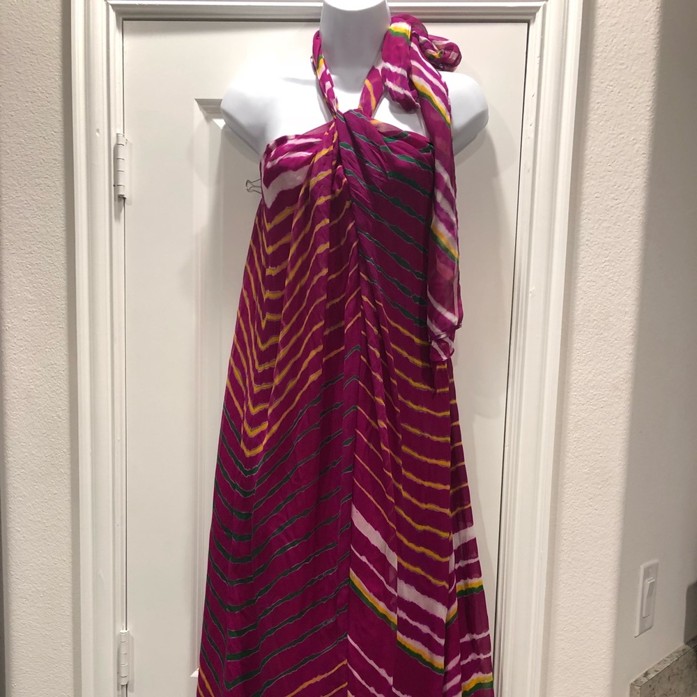 Polo Ralph Lauren Shibori Dyed Silk Halter Dress - Picture 2 of 8